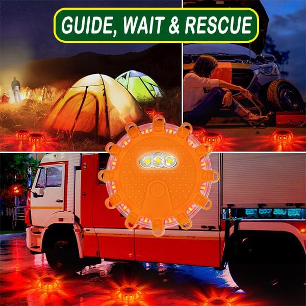 LED Roadside Safety Flares – 9 Flash Modes, Magnetic Base