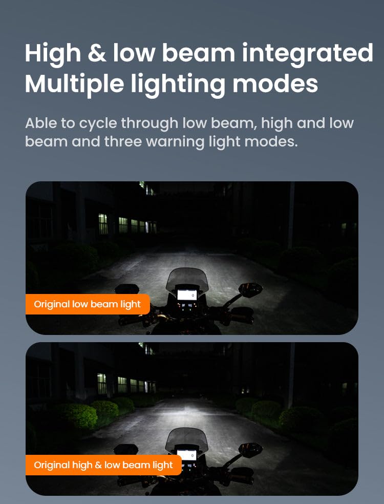 2Pcs LED Motorcycle Auxiliary Driving Lights – High & Low Beam