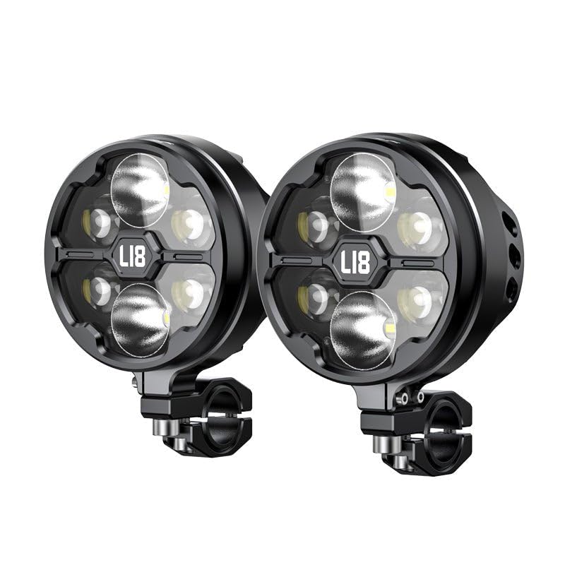 2Pcs LED Motorcycle Auxiliary Driving Lights – High & Low Beam