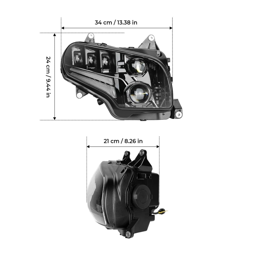 Motorcycle LED Headlight Assembly – DRL High & Low Beam