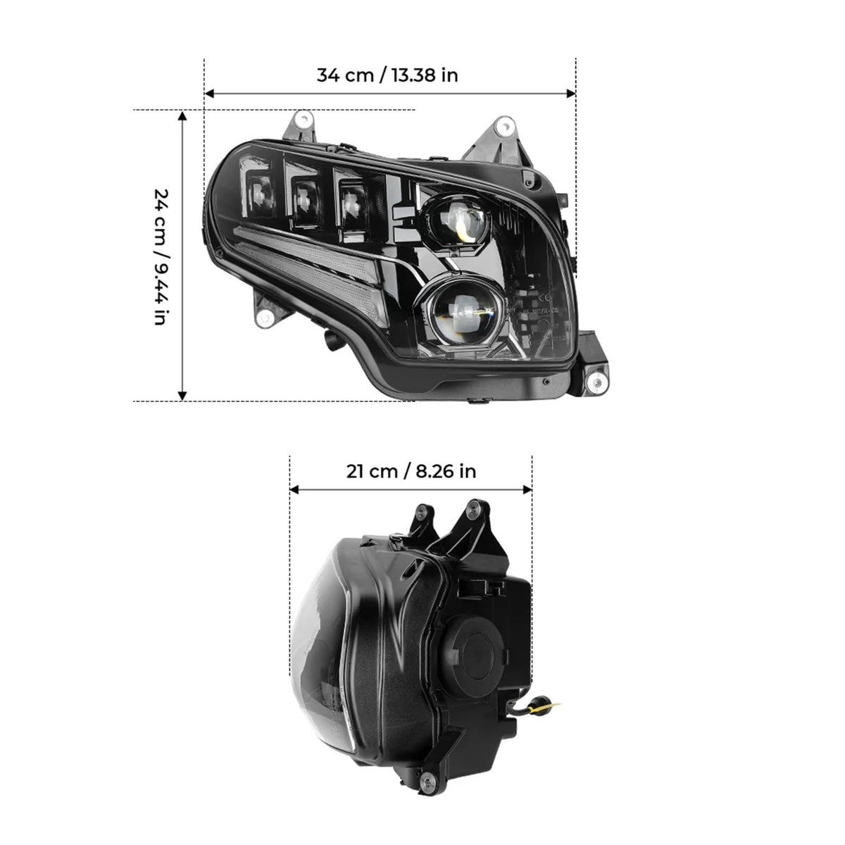 Motorcycle LED Headlight Assembly – DRL High & Low Beam