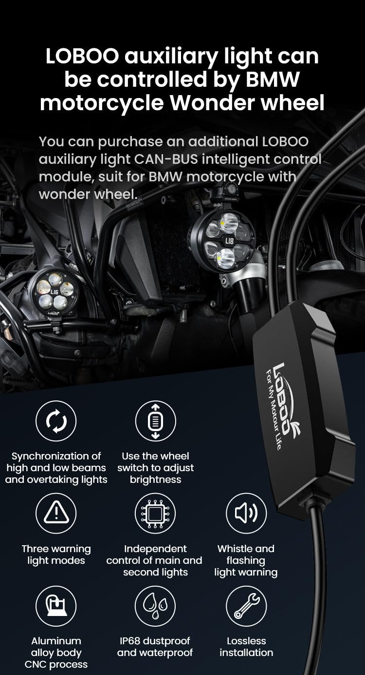 2Pcs LED Motorcycle Auxiliary Driving Lights – High & Low Beam