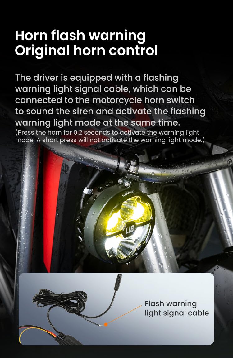 2Pcs LED Motorcycle Auxiliary Driving Lights – High & Low Beam