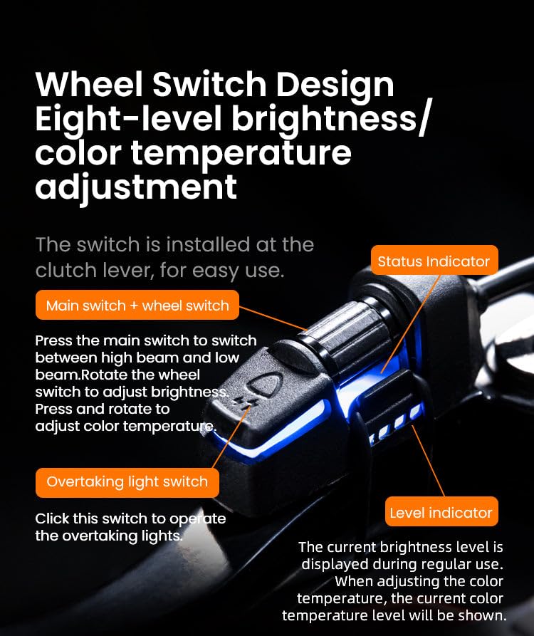2Pcs LED Motorcycle Auxiliary Driving Lights – High & Low Beam