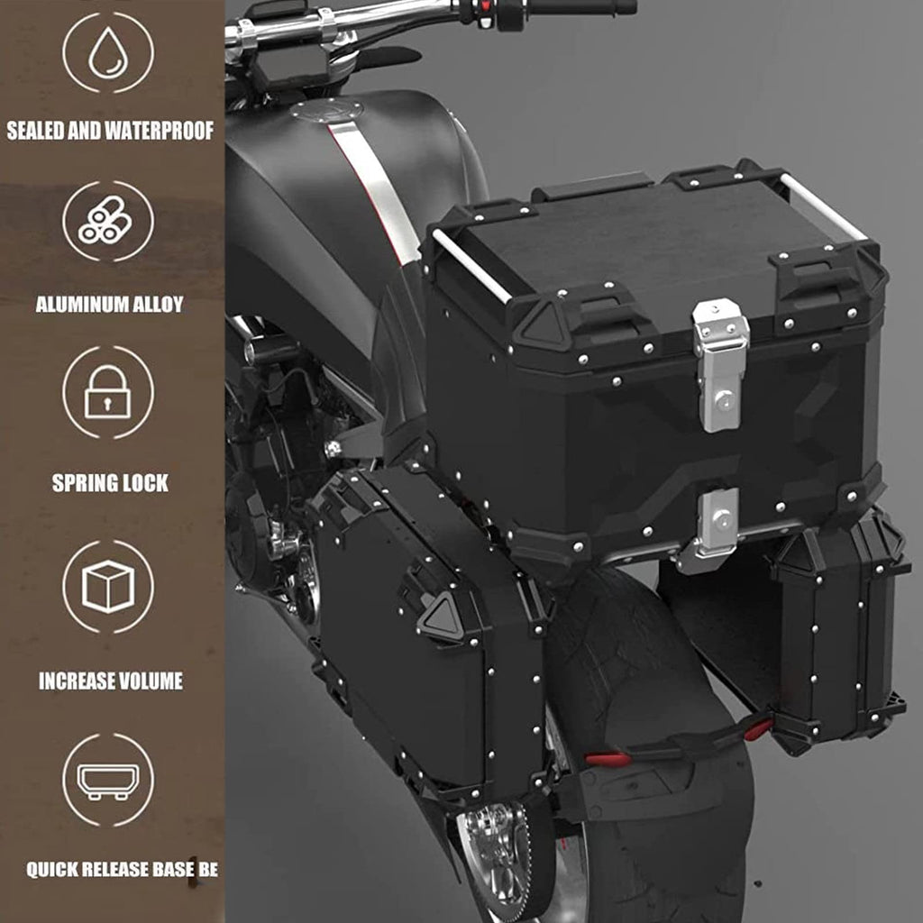 Waterproof Motorcycle Top Box – 65L Rear Storage Case with Lock