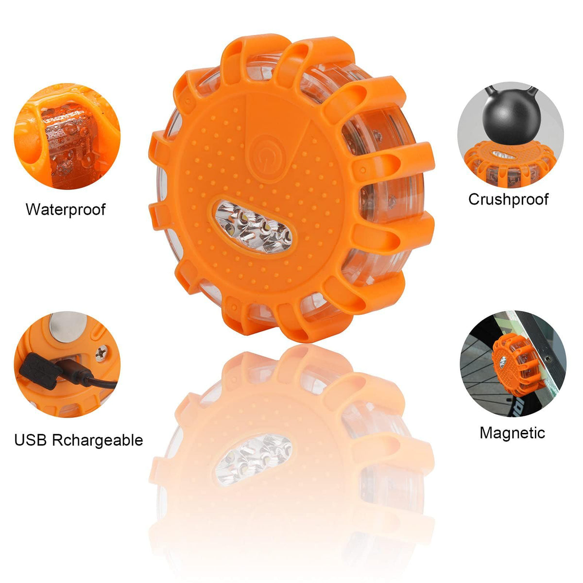 LED Roadside Safety Flares – 9 Flash Modes, Magnetic Base