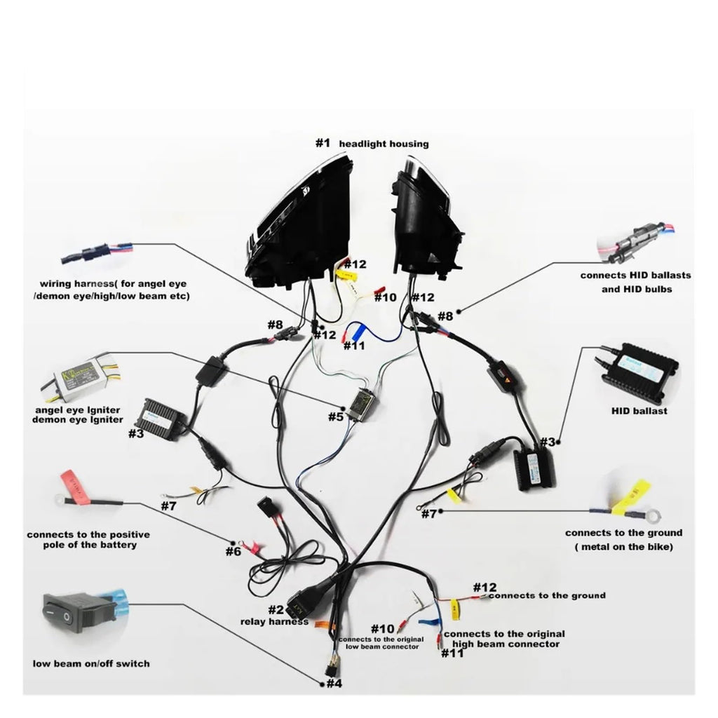 LED Motorcycle Headlight Assembly – Front Headlamp