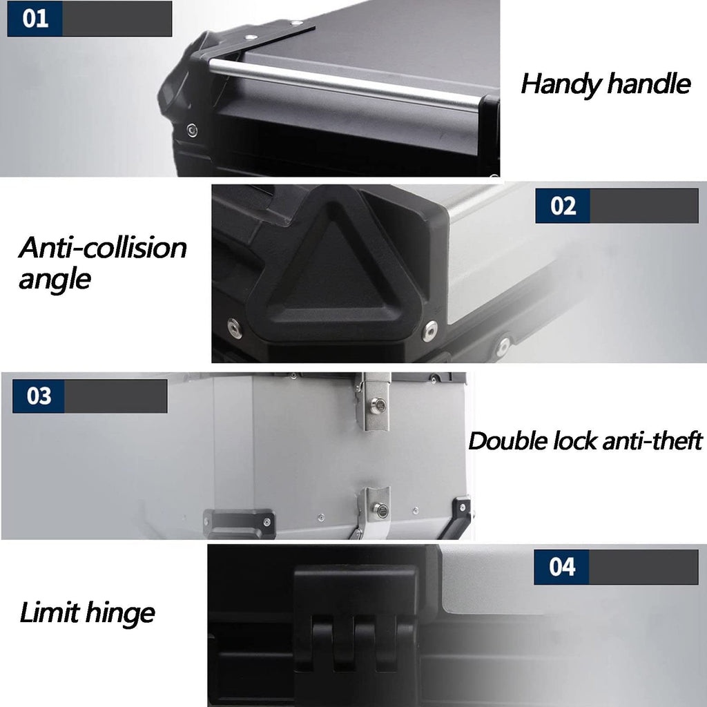 Waterproof Motorcycle Top Box – 65L Rear Storage Case with Lock