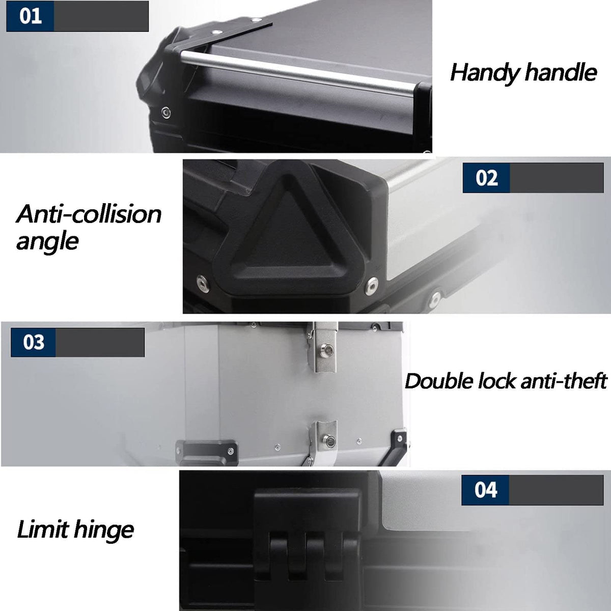 Waterproof Motorcycle Top Box – 65L Rear Storage Case with Lock