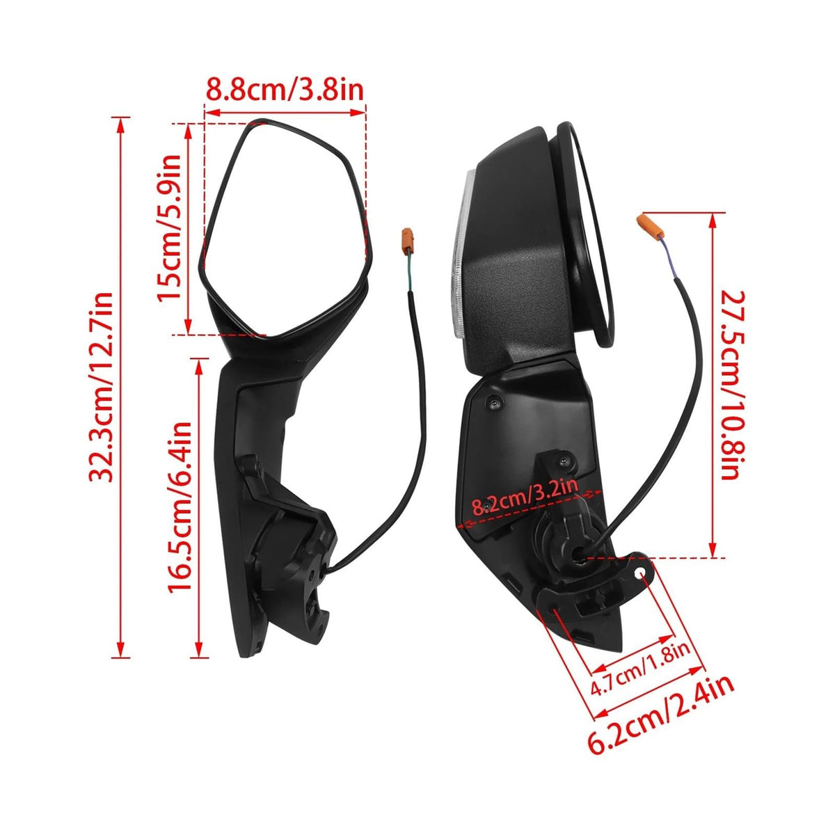 Motorcycle Rearview Mirrors – Integrated Turn Signal Lights