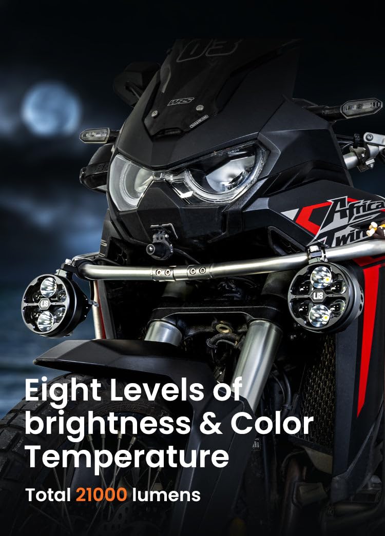 2Pcs LED Motorcycle Auxiliary Driving Lights – High & Low Beam