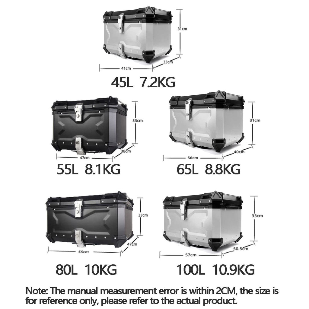 Waterproof Motorcycle Top Box – 65L Rear Storage Case with Lock