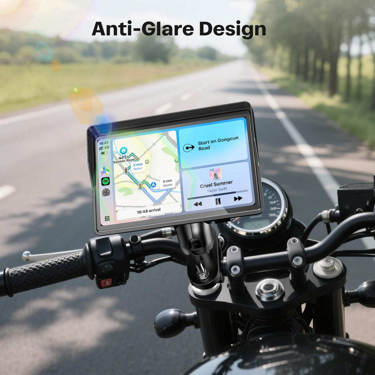 WonVon Motorcycle GPS CarPlay Waterproof Touch Display