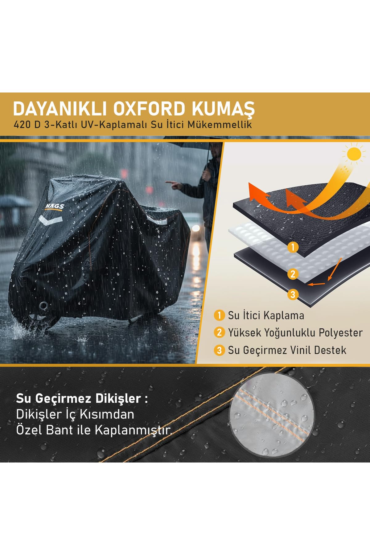 Heavy-Duty Motorcycle Cover – Water-Resistant with Reflective Strips