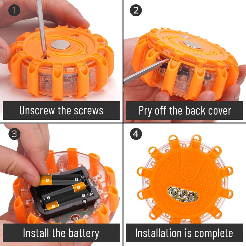 LED Roadside Safety Flares – 9 Flash Modes, Magnetic Base