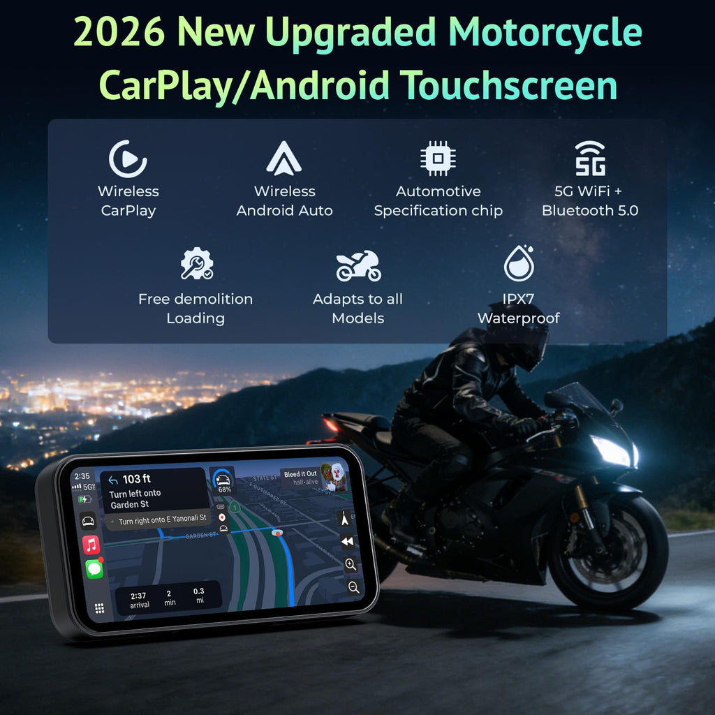 Aphqua 6.25" Motorcycle CarPlay Screen with Real-time TPMS, IP67 Waterproof