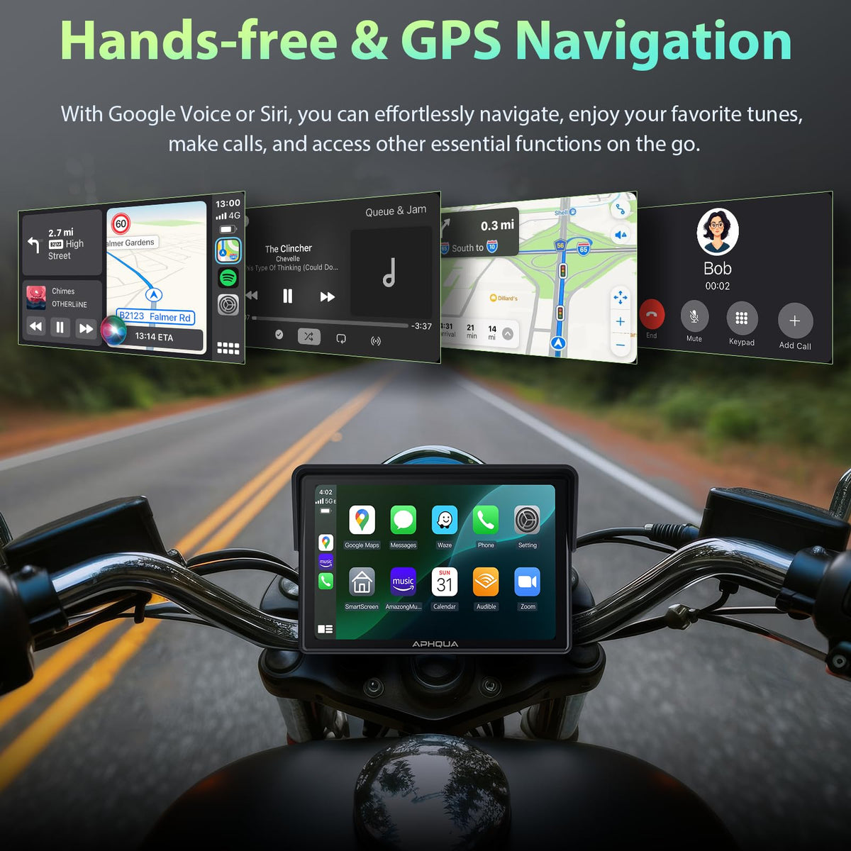 Motorcycle GPS Navigation Display – CarPlay & Android Auto