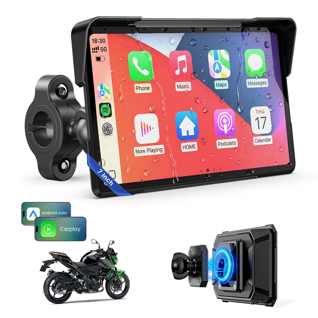 WonVon Motorcycle GPS CarPlay Waterproof Touch Display