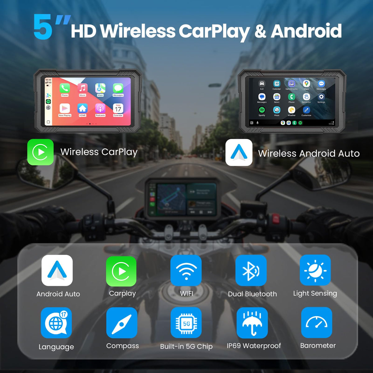 Motorcycle GPS Navigation System – CarPlay & Android Auto