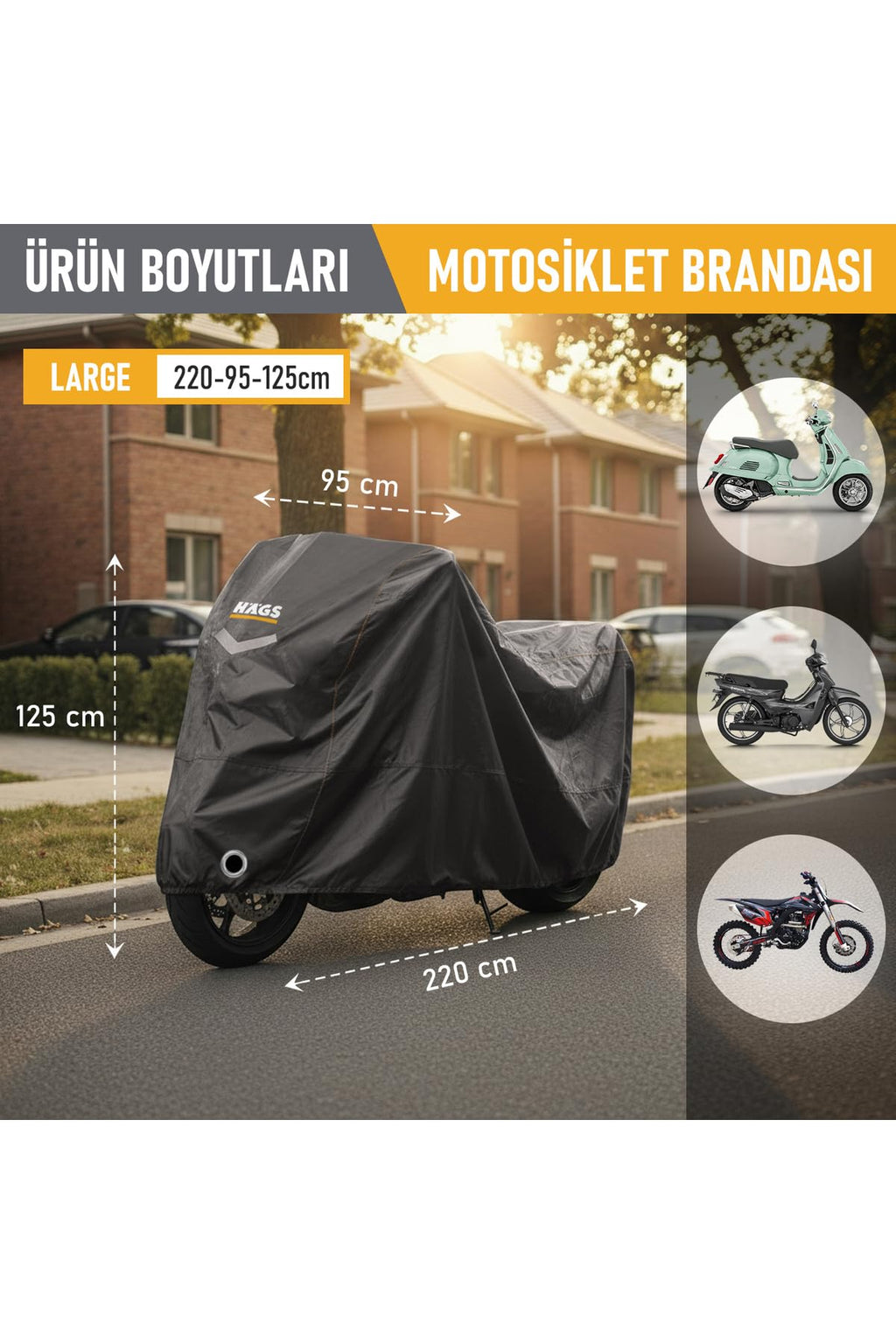 Heavy-Duty Motorcycle Cover – Water-Resistant with Reflective Strips