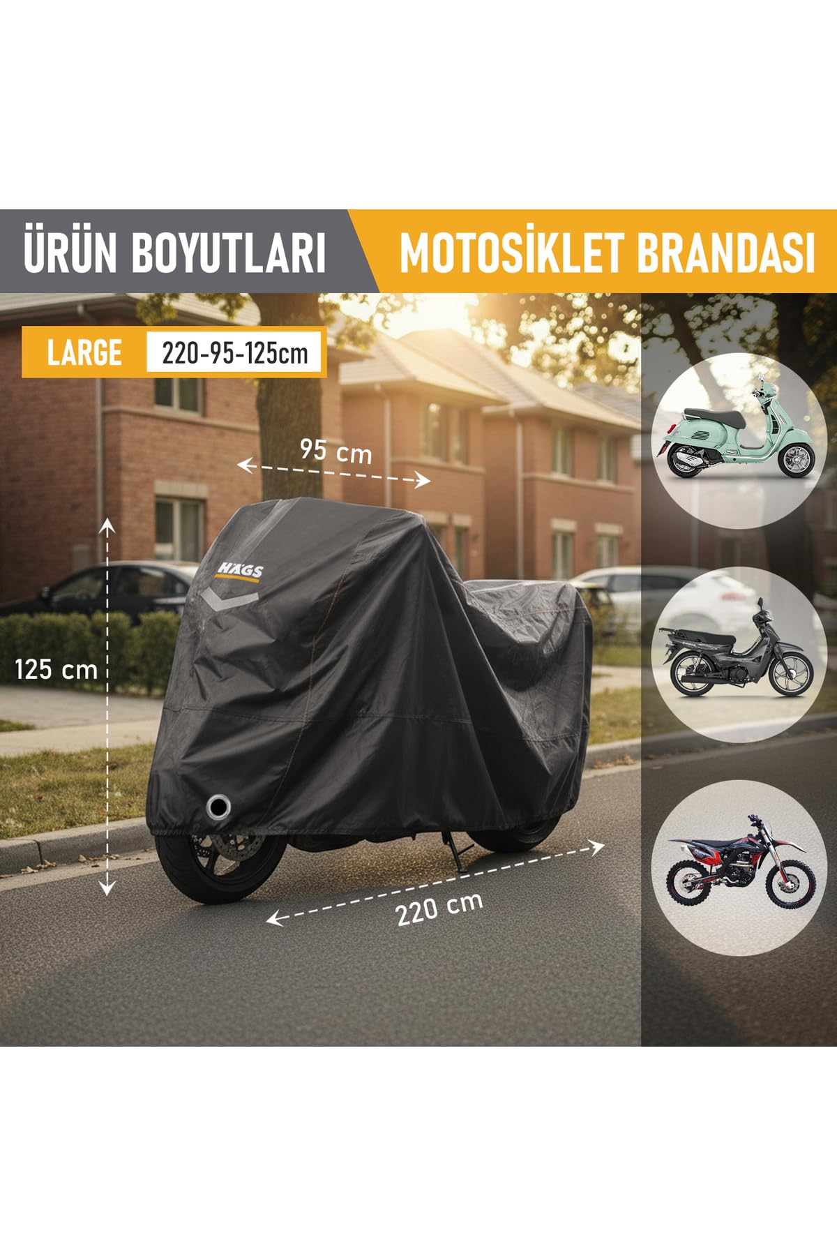 Heavy-Duty Motorcycle Cover – Water-Resistant with Reflective Strips