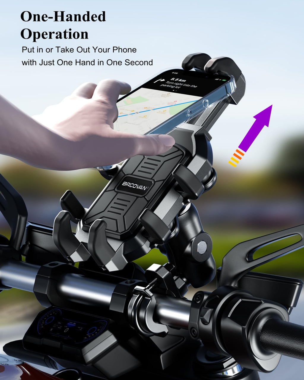 BRCOVAN Motorcycle Phone Mount Holder with Vibration Dampener
