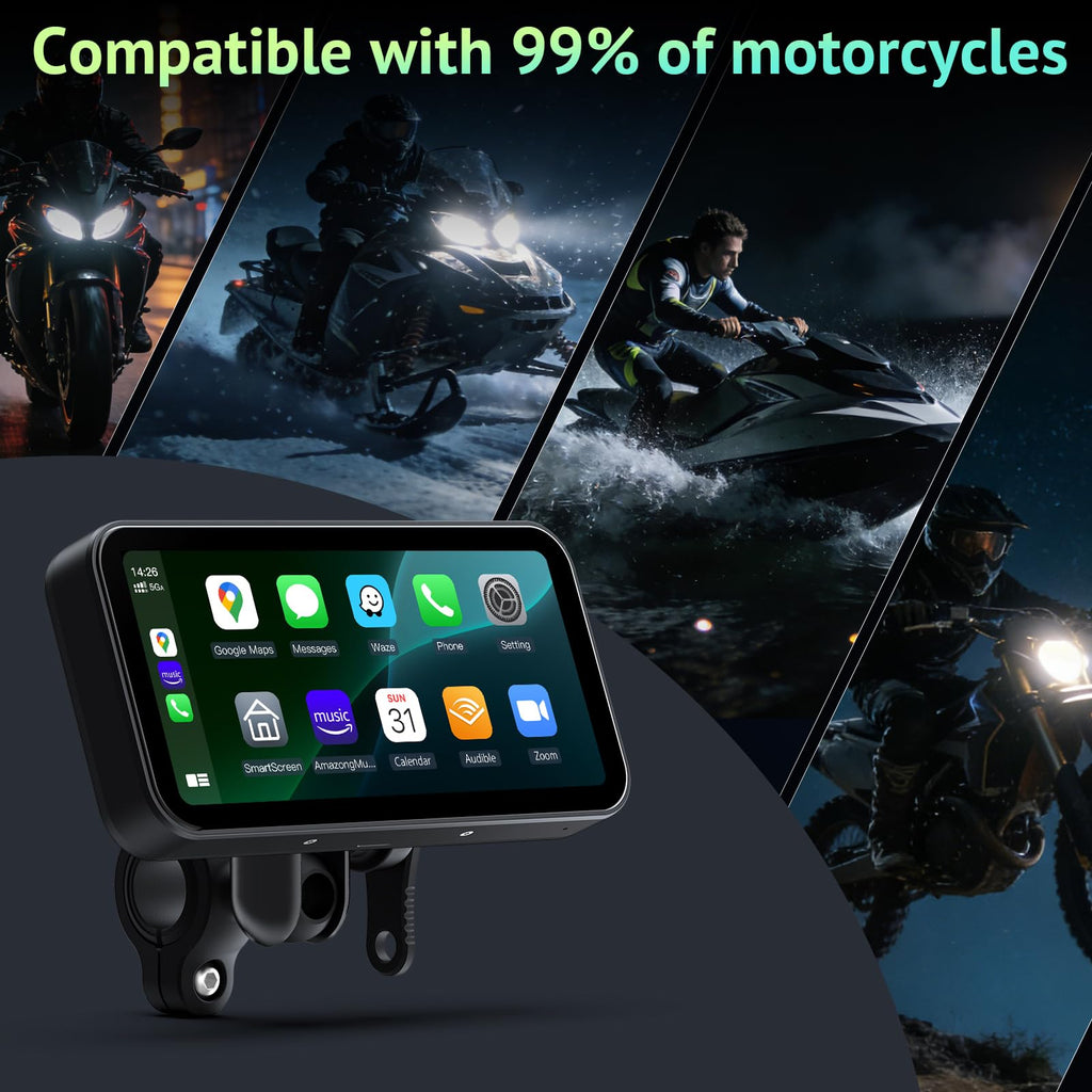 Aphqua 6.25" Motorcycle CarPlay Screen with Real-time TPMS, IP67 Waterproof