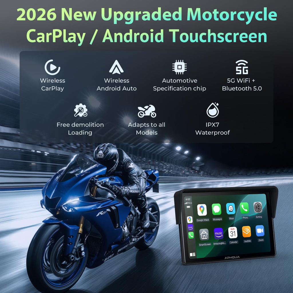 Motorcycle GPS Navigation Display – CarPlay & Android Auto