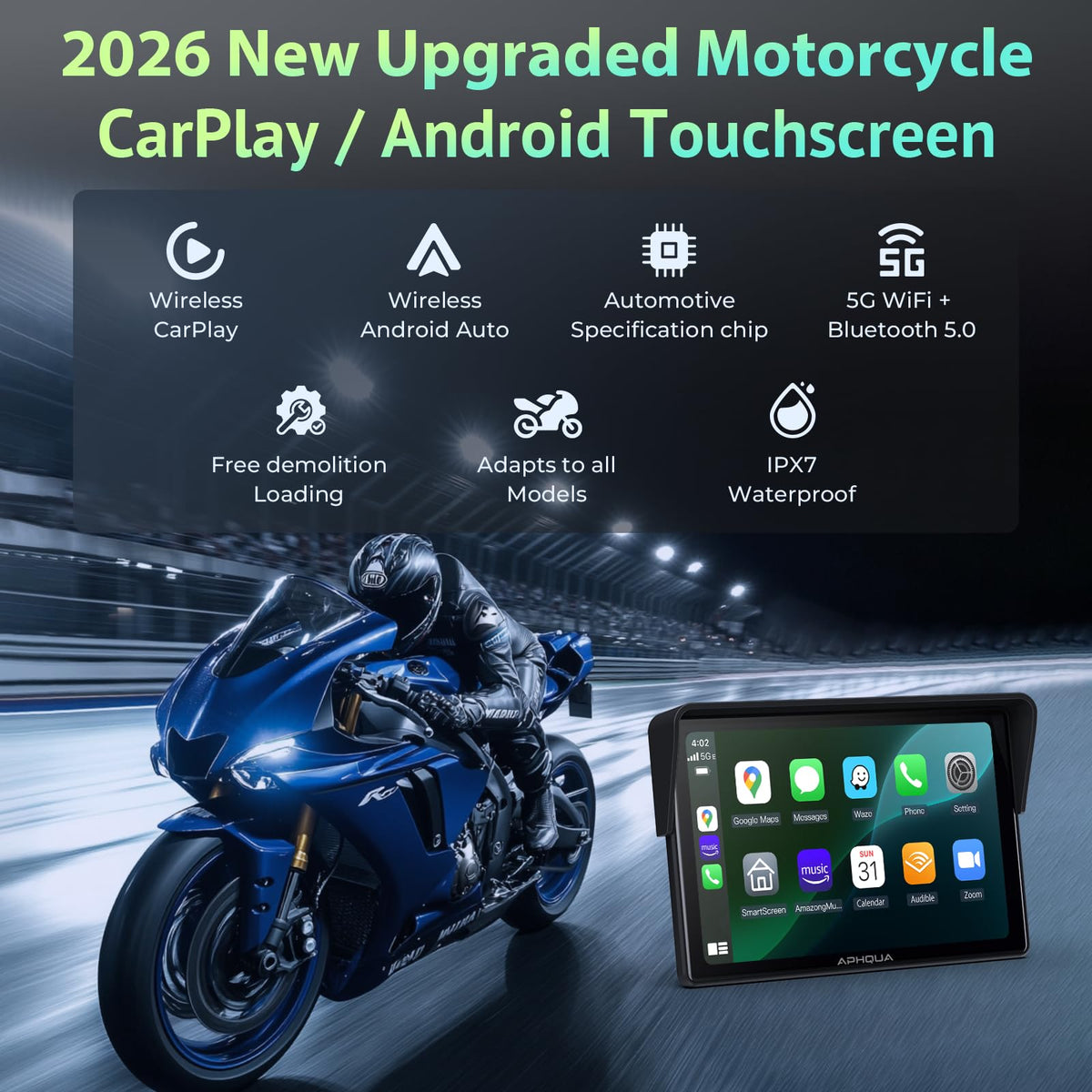Motorcycle GPS Navigation Display – CarPlay & Android Auto