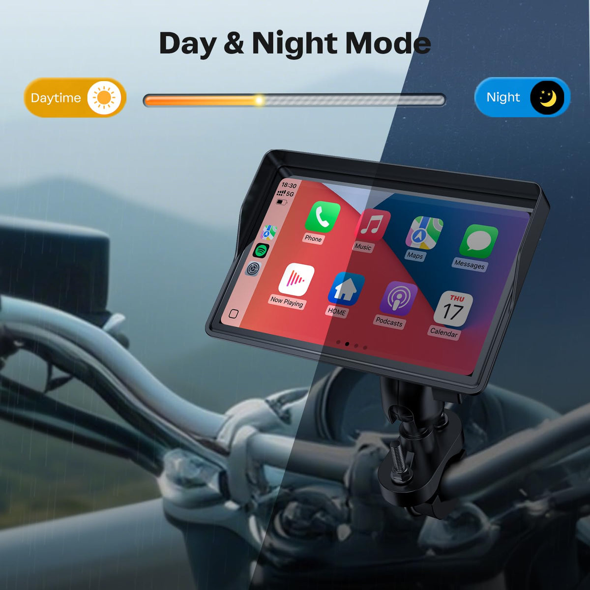 WonVon Motorcycle GPS CarPlay Waterproof Touch Display