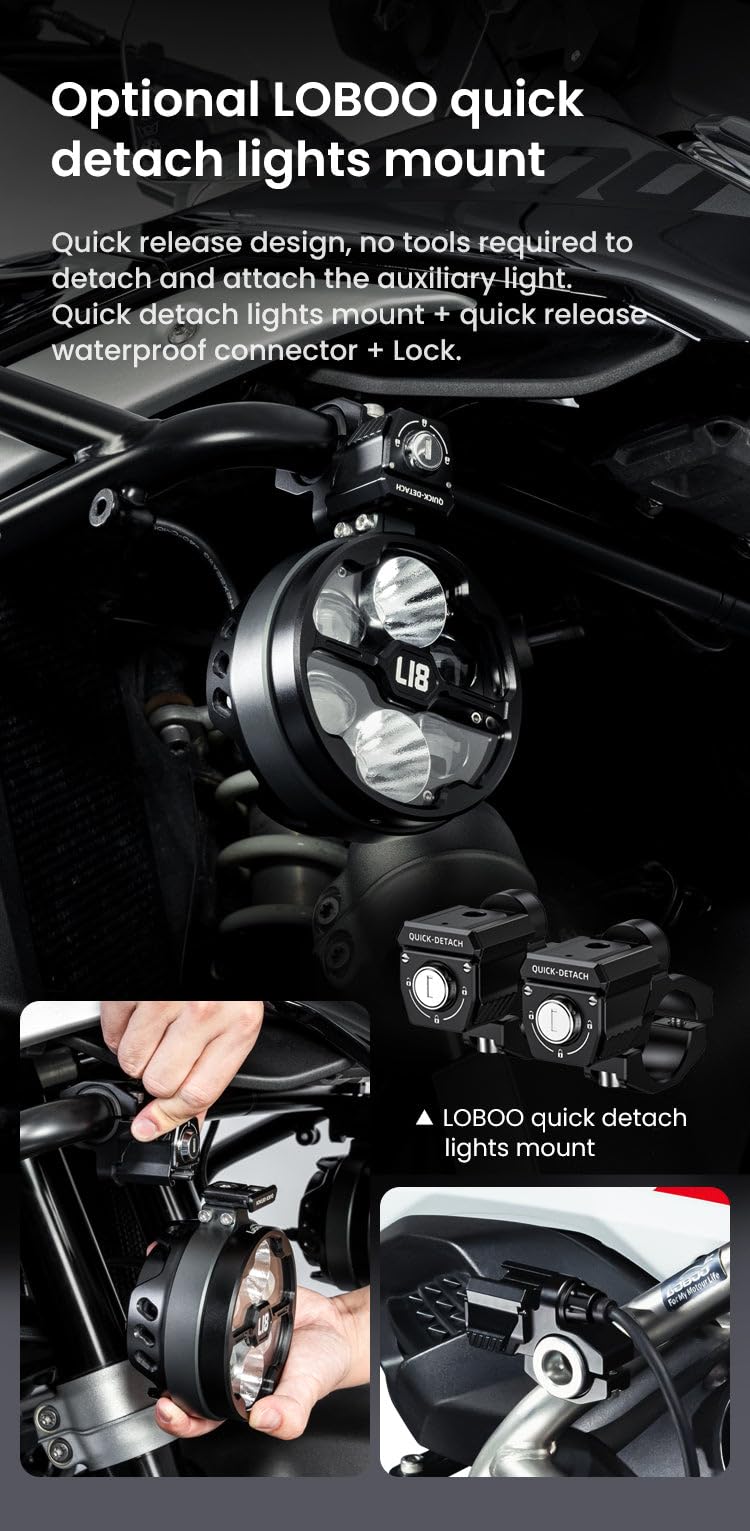 2Pcs LED Motorcycle Auxiliary Driving Lights – High & Low Beam