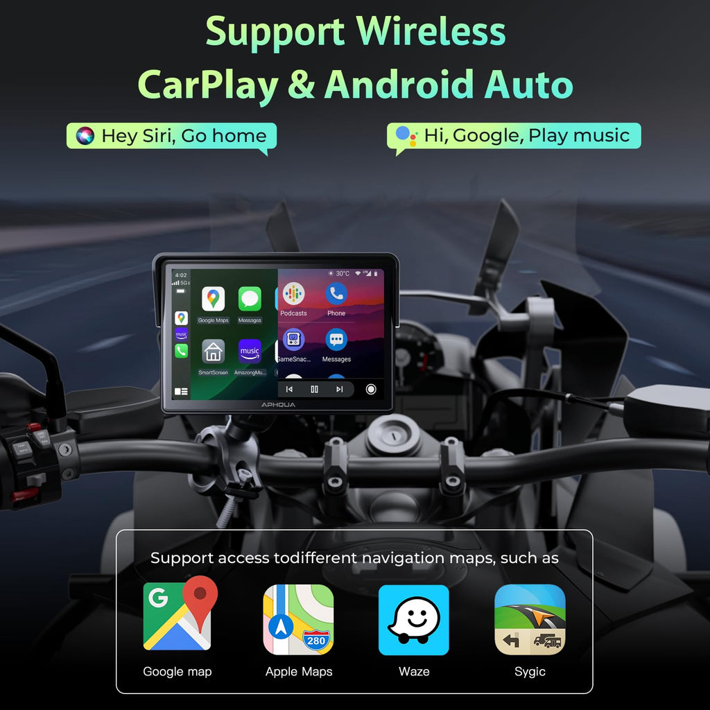 Motorcycle GPS Navigation Display – CarPlay & Android Auto