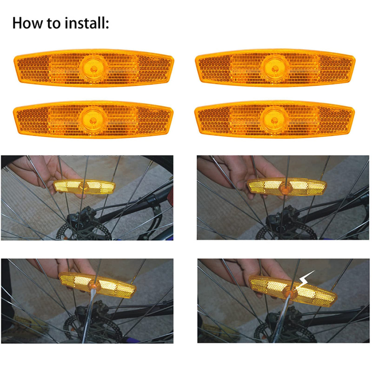 6-Piece Bicycle Reflector Kit – Front, Rear & Wheel Safety Reflectors