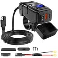 Waterproof Motorcycle Dual USB Charger – Voltmeter & On/Off Switch