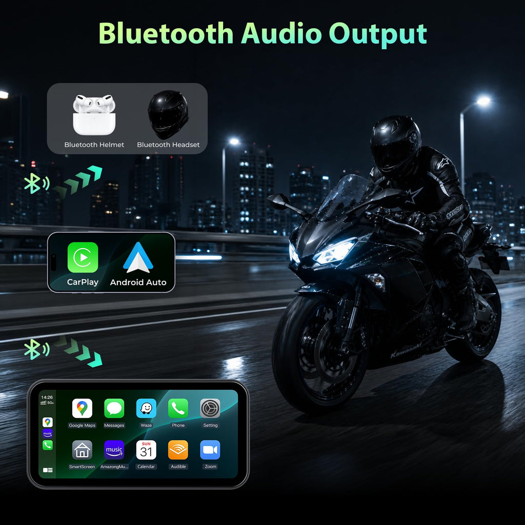 Aphqua 6.25" Motorcycle CarPlay Screen with Real-time TPMS, IP67 Waterproof