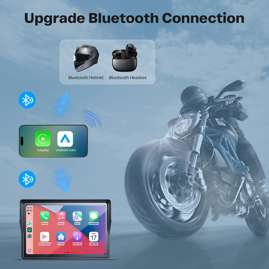 WonVon Motorcycle GPS CarPlay Waterproof Touch Display