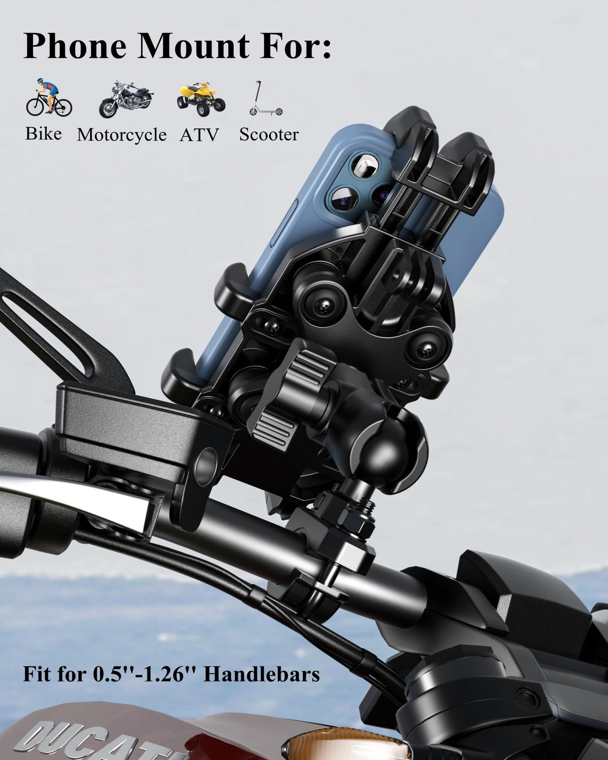 BRCOVAN Motorcycle Phone Mount Holder with Vibration Dampener