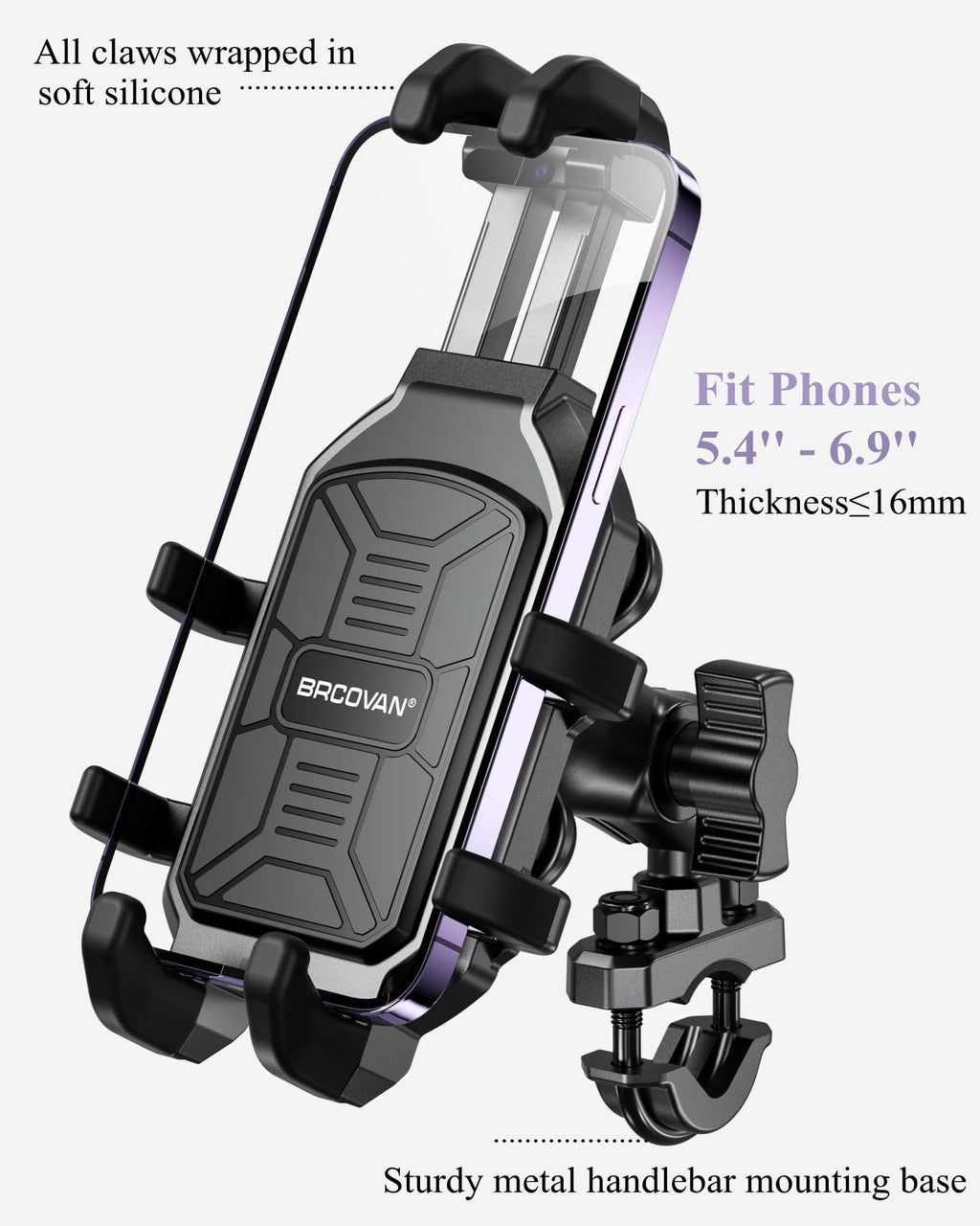 BRCOVAN Motorcycle Phone Mount Holder with Vibration Dampener