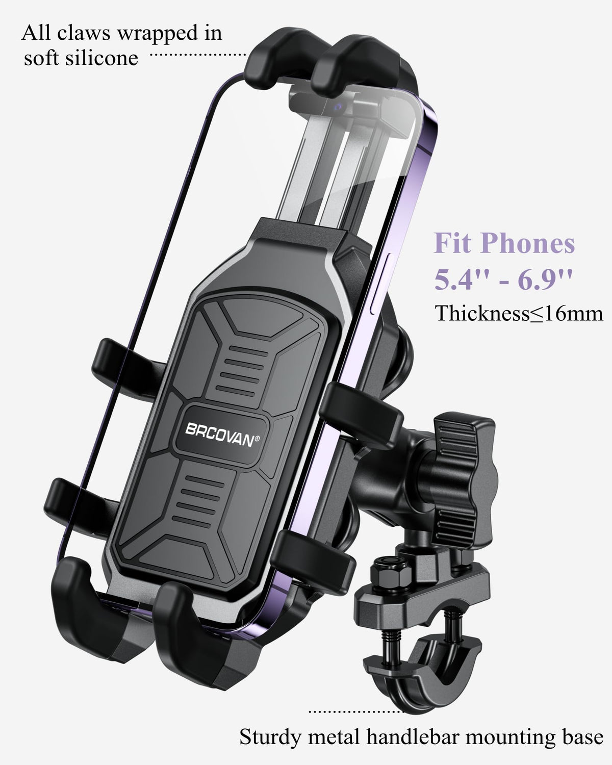 BRCOVAN Motorcycle Phone Mount Holder with Vibration Dampener