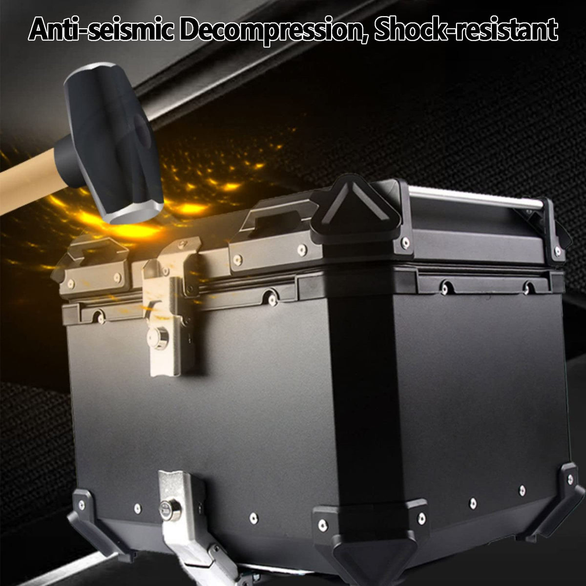Waterproof Motorcycle Top Box – 65L Rear Storage Case with Lock