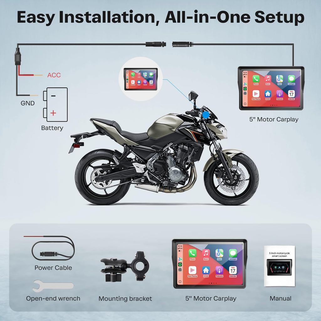 WonVon Motorcycle GPS CarPlay Waterproof Touch Display