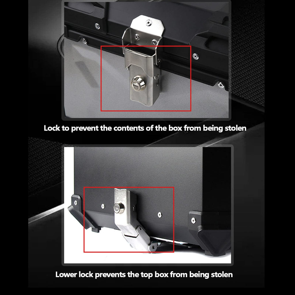 Waterproof Motorcycle Top Box – 65L Rear Storage Case with Lock
