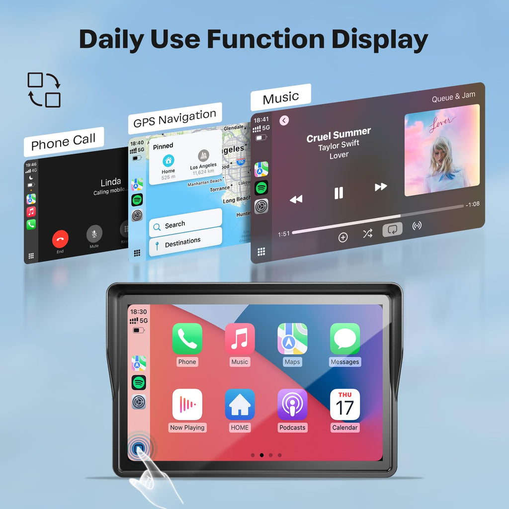 WonVon Motorcycle GPS CarPlay Waterproof Touch Display
