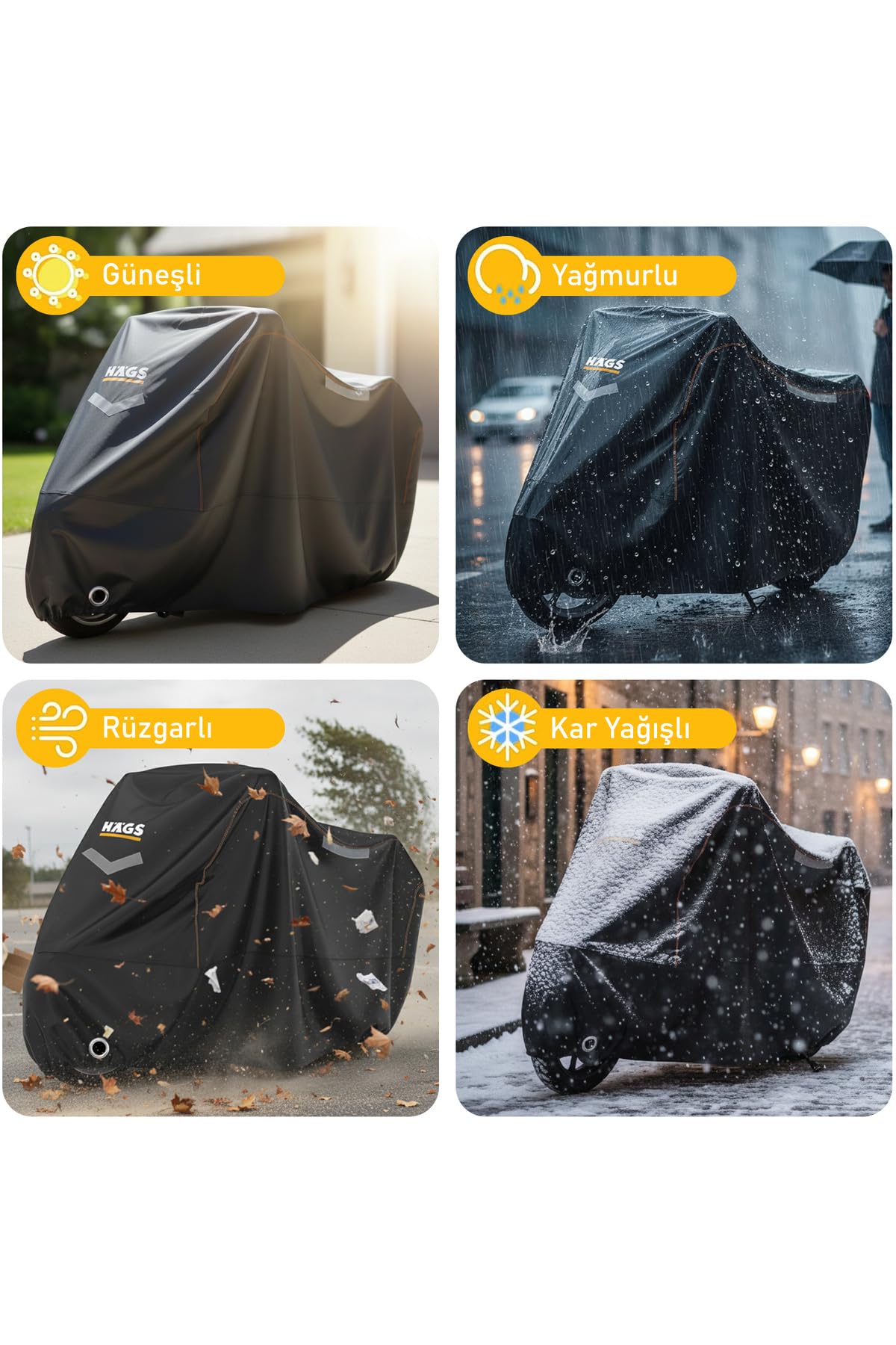 Heavy-Duty Motorcycle Cover – Water-Resistant with Reflective Strips