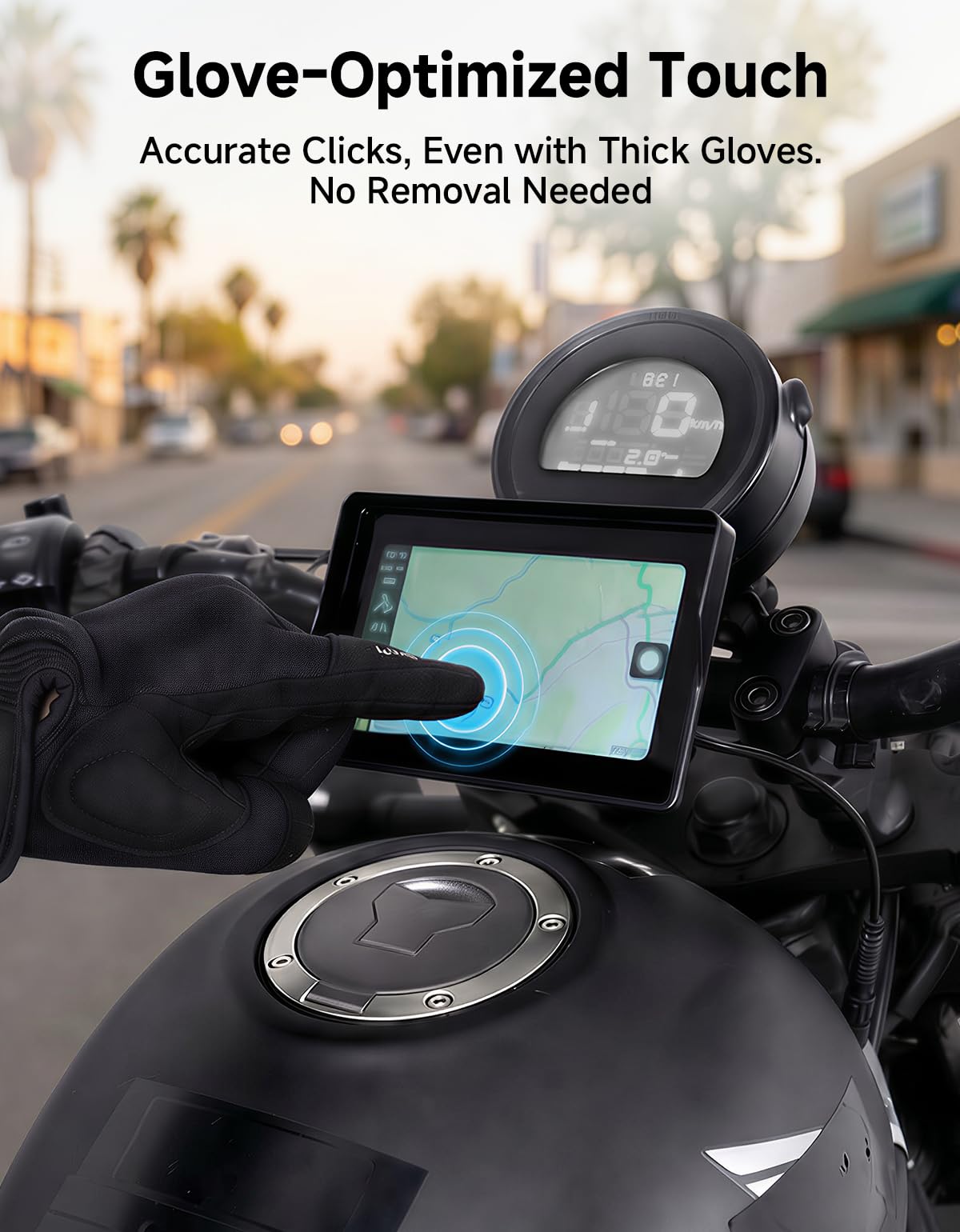 Motorcycle GPS Navigation Display – Wireless CarPlay & Android Auto
