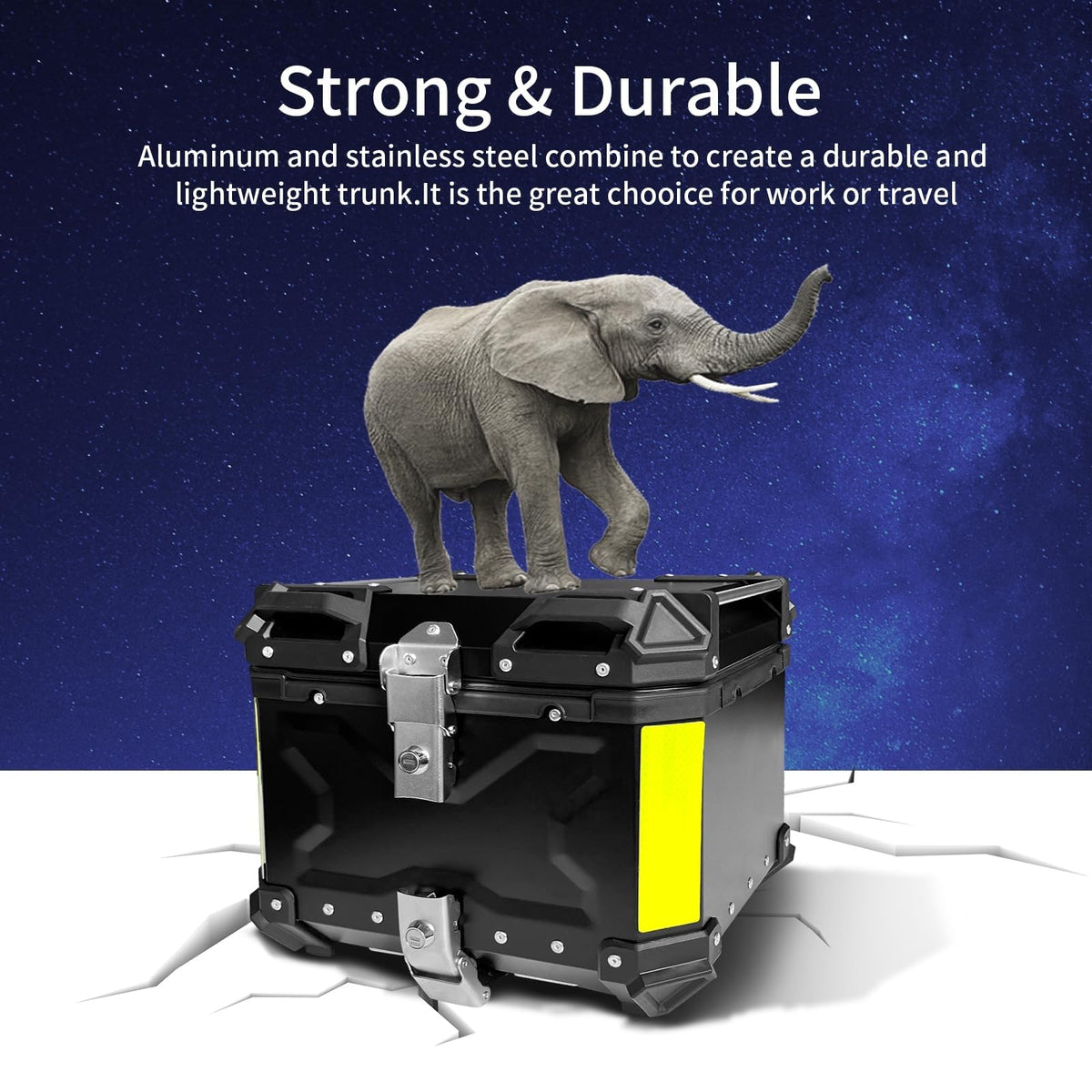Waterproof Aluminum Motorcycle Top Box – 45L with Lock & Backrest