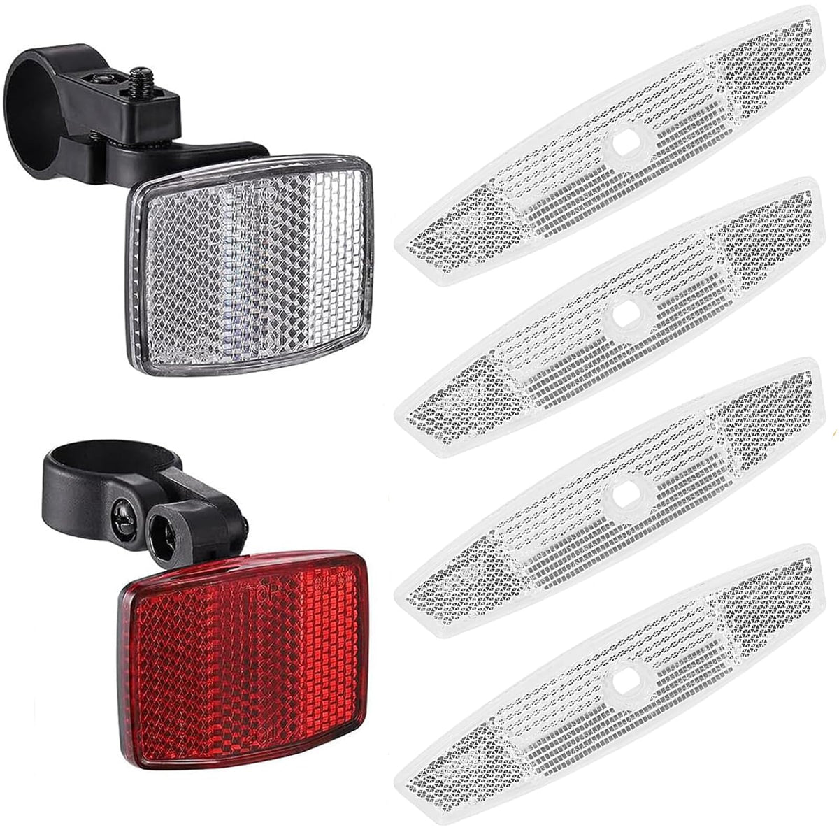 6-Piece Bicycle Reflector Kit – Front, Rear & Wheel Safety Reflectors