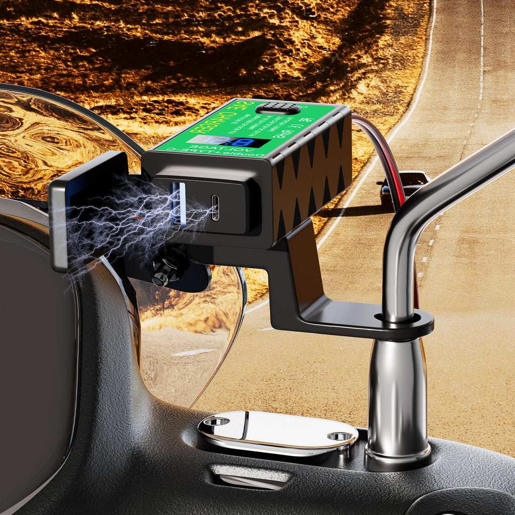 YONHAN Motorcycle Phone Charger Dual USB Type C PD & QC 3.0