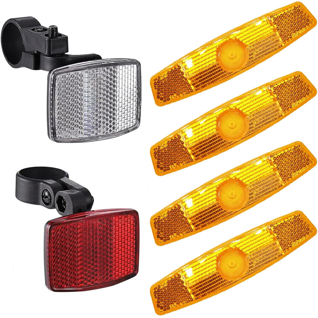6-Piece Bicycle Reflector Kit – Front, Rear & Wheel Safety Reflectors