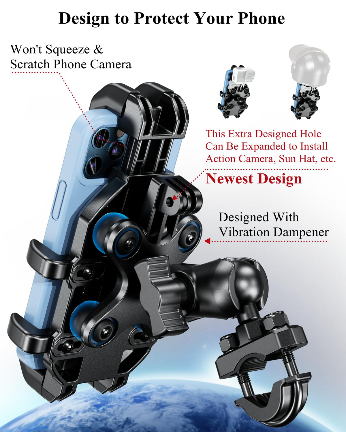 BRCOVAN Motorcycle Phone Mount Holder with Vibration Dampener